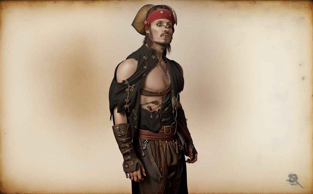  Transform the uploaded photo of a person into an image of a pirate. Add pirate themed elements such as an eye patch, a tricorn hat, a parrot on the shoulder, a pirate coat, and a background featuring a pirate ship or a treasure island. Ensure the person retains their original facial features while blending seamlessly with the pirate attire and setting. The final image should be vibrant, detailed, and convey a classic pirate look