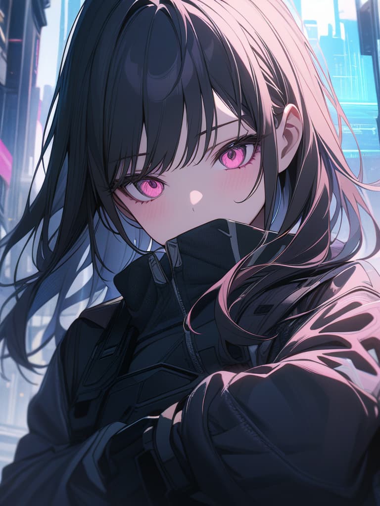  Pink eyes, cyberpunk, high image quality, guns, men, masterpiece, best quality,8k,ultra detailed,high resolution,an extremely delicate and beautiful,hyper detail