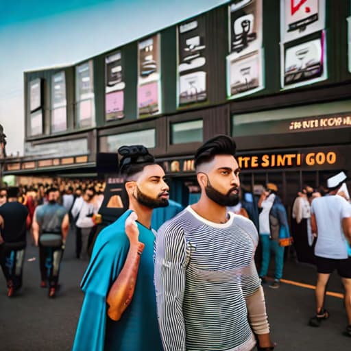  A indian Model Holding a Mobile phone in front of a sighn board,lots of busy people in front of a shop hyperrealistic, full body, detailed clothing, highly detailed, cinematic lighting, stunningly beautiful, intricate, sharp focus, f/1. 8, 85mm, (centered image composition), (professionally color graded), ((bright soft diffused light)), volumetric fog, trending on instagram, trending on tumblr, HDR 4K, 8K