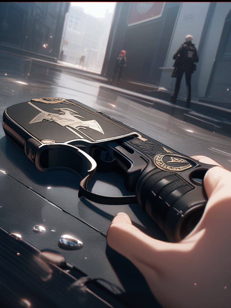  Police officer, emo, justice, crying, cute, turn your handgun against your opponent, goodbye, masterpiece, best quality,8k,ultra detailed,high resolution,an extremely delicate and beautiful,hyper detail