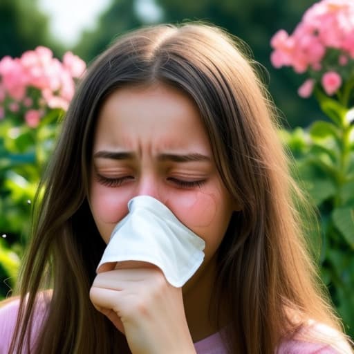  Beautiful girl crying in the garden covering her mouth