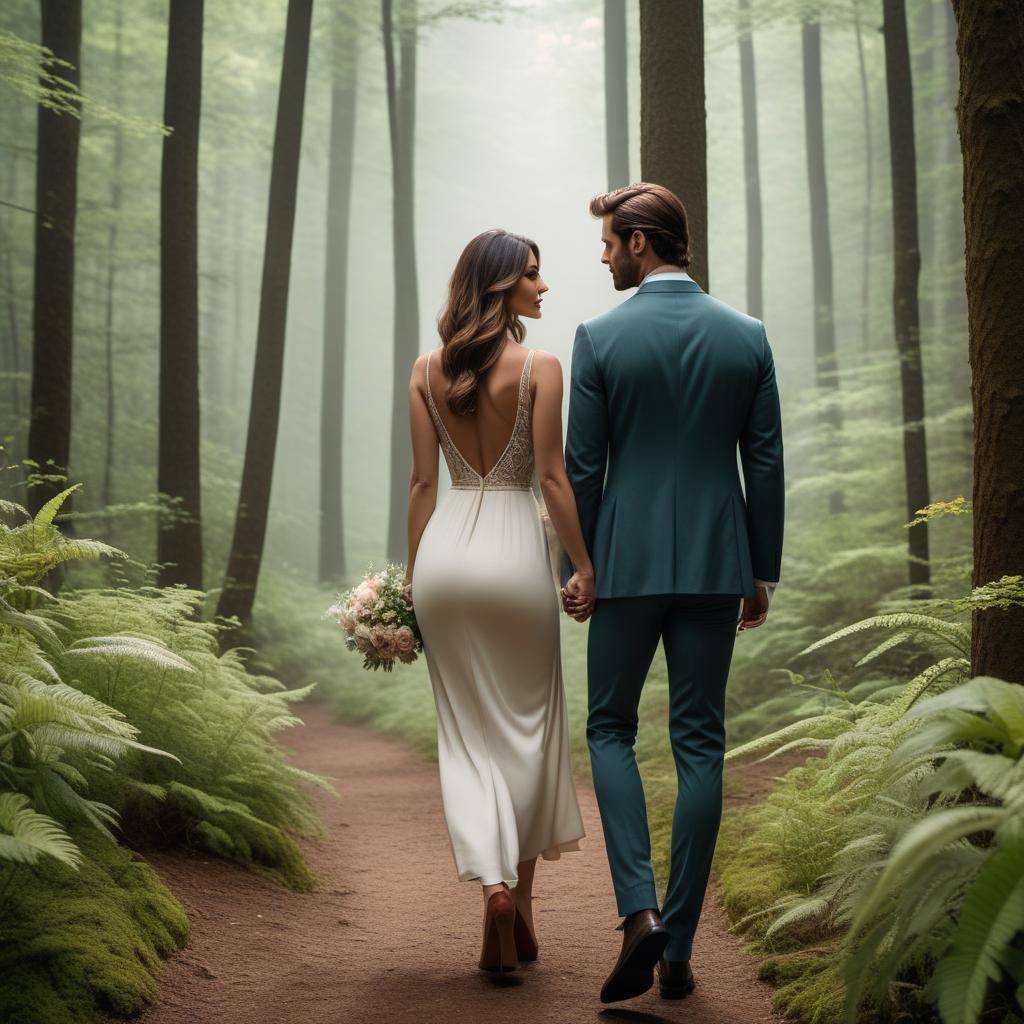  A couple, labeled 'Aries' and 'Capricorn,' walking hand-in-hand through a serene, wooded area. The scene captures a relaxed, intimate moment between them. Make the image have a lo-fi aesthetic, with soft, muted colors, grainy textures, and warm lighting. The overall vibe should be calm and nostalgic. hyperrealistic, full body, detailed clothing, highly detailed, cinematic lighting, stunningly beautiful, intricate, sharp focus, f/1. 8, 85mm, (centered image composition), (professionally color graded), ((bright soft diffused light)), volumetric fog, trending on instagram, trending on tumblr, HDR 4K, 8K