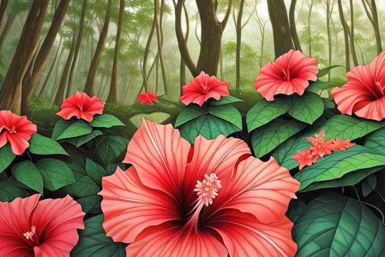  It's a forest with only hibiscus flowers.