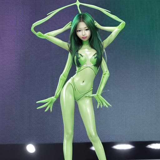  Jennie Kim beautiful green alien Beautiful , full body, , poses