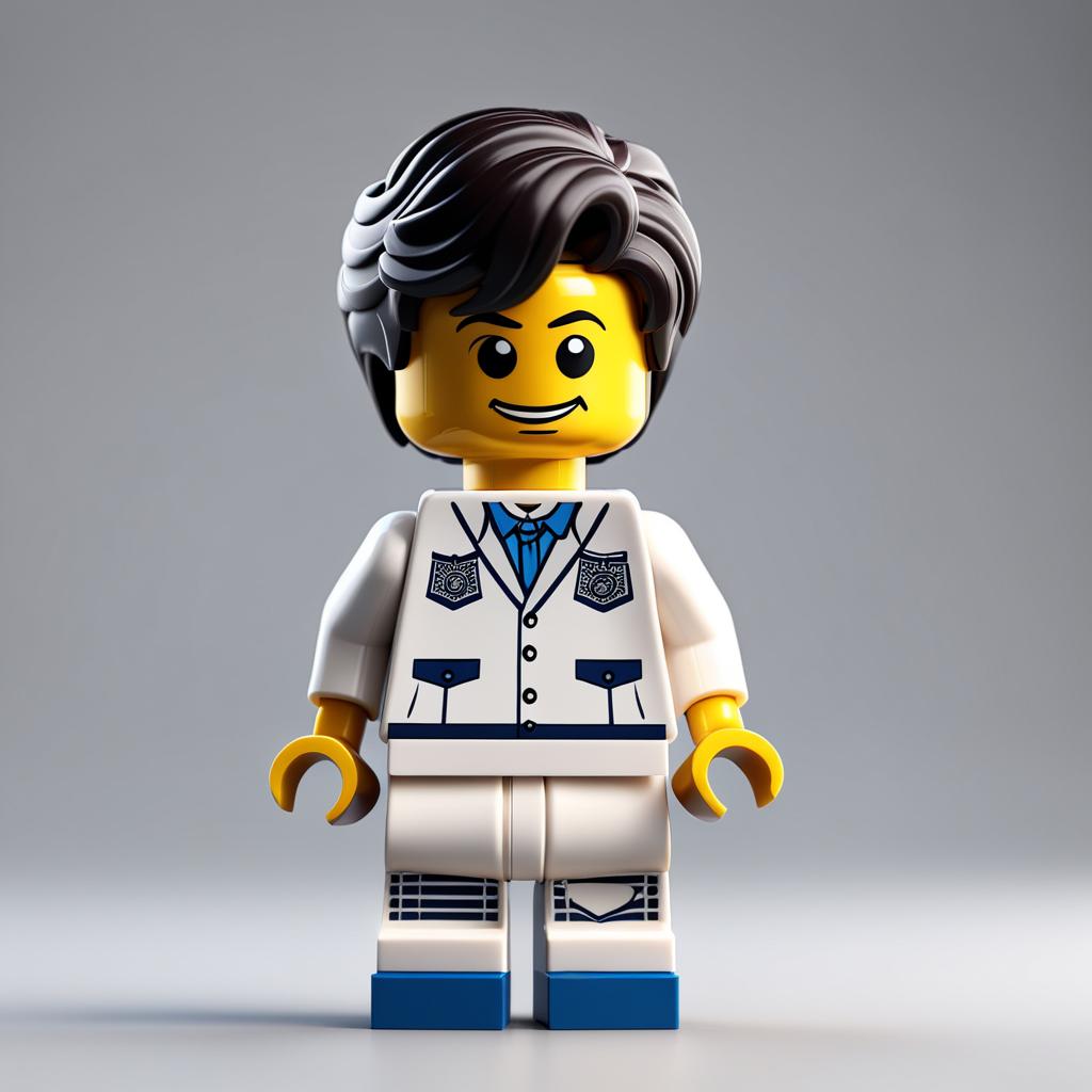  a 3d lego character in middle of white background, (4k, best quality, masterpiece:1.2), ultrahigh res, highly detailed, sharp focus, (perfect image composition)