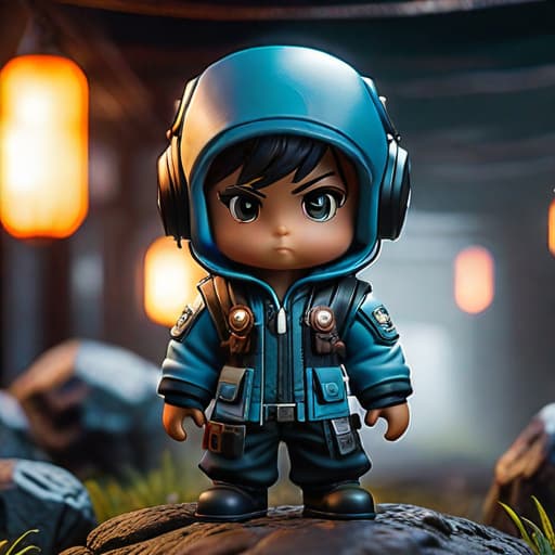  gaming mini character hyperrealistic, full body, detailed clothing, highly detailed, cinematic lighting, stunningly beautiful, intricate, sharp focus, f/1. 8, 85mm, (centered image composition), (professionally color graded), ((bright soft diffused light)), volumetric fog, trending on instagram, trending on tumblr, HDR 4K, 8K