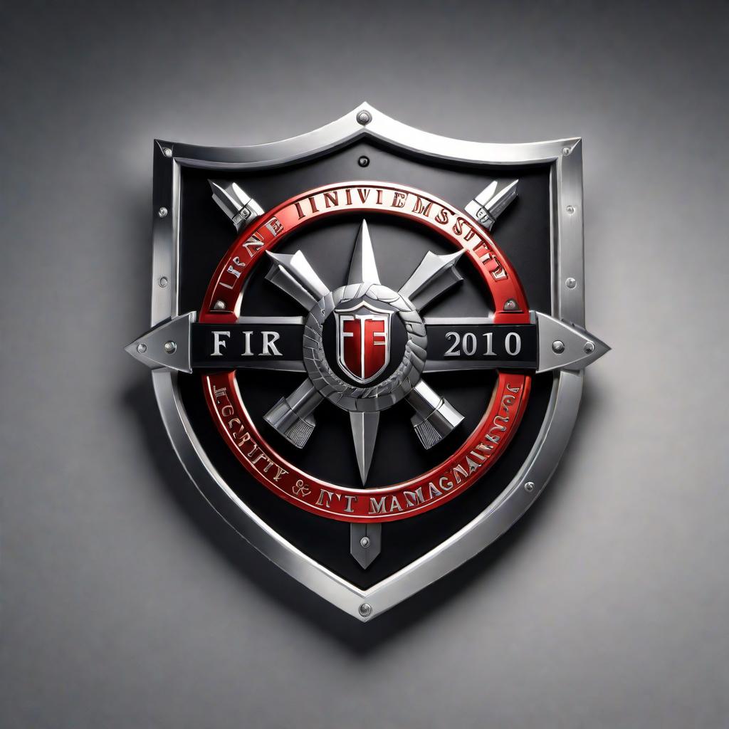  A logo for a company called Frontline Investment and Management Company, a security company. The logo should include the company name and security-related symbols like a shield and padlock. The style should be modern and professional, with a color scheme of silver and black to emphasize security and sophistication. hyperrealistic, full body, detailed clothing, highly detailed, cinematic lighting, stunningly beautiful, intricate, sharp focus, f/1. 8, 85mm, (centered image composition), (professionally color graded), ((bright soft diffused light)), volumetric fog, trending on instagram, trending on tumblr, HDR 4K, 8K