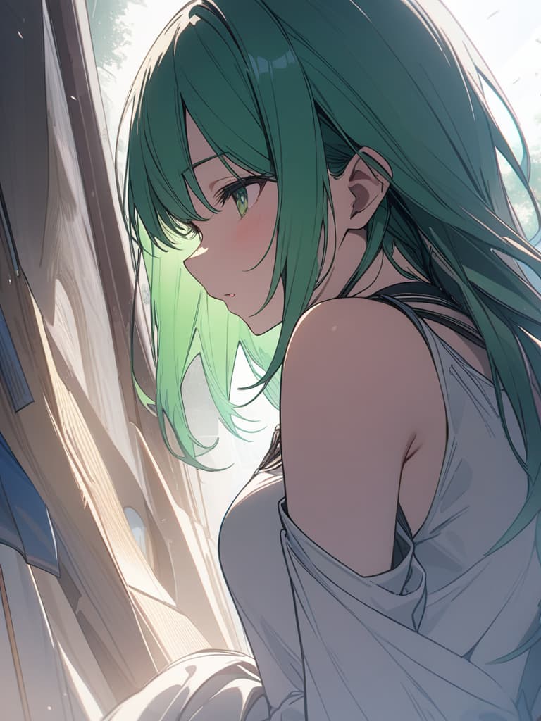  Green hair character in the center of the world, masterpiece, best quality,8k,ultra detailed,high resolution,an extremely delicate and beautiful,hyper detail