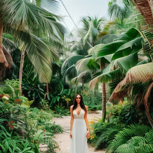 analog style Tropical Paradise hyperrealistic, full body, detailed clothing, highly detailed, cinematic lighting, stunningly beautiful, intricate, sharp focus, f/1. 8, 85mm, (centered image composition), (professionally color graded), ((bright soft diffused light)), volumetric fog, trending on instagram, trending on tumblr, HDR 4K, 8K