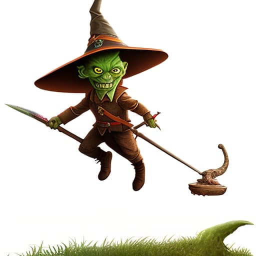 mdjrny-v4 style Witch, flying on broomstick, evil, HD