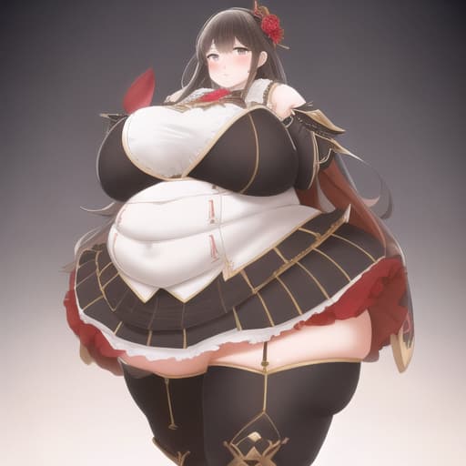  FAT anime girls hyperrealistic, full body, detailed clothing, highly detailed, cinematic lighting, stunningly beautiful, intricate, sharp focus, f/1. 8, 85mm, (centered image composition), (professionally color graded), ((bright soft diffused light)), volumetric fog, trending on instagram, trending on tumblr, HDR 4K, 8K