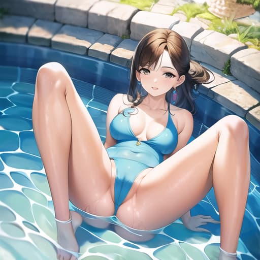  master piece , best quality,Beautiful woman Pool Peeing Open legs