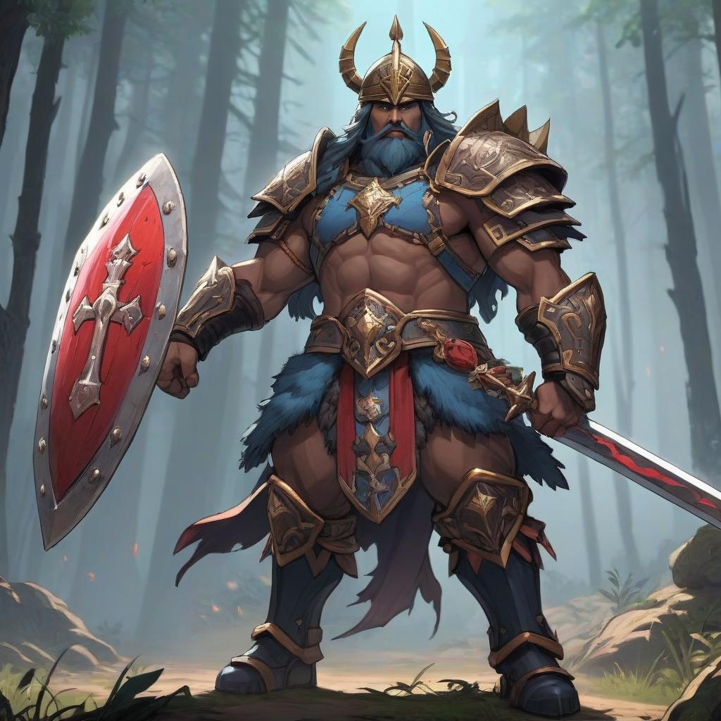  Certainly, here's a description of a warrior with elements from the game Terraria: "A majestic warrior stands before you, his muscular body encompassed by massive armor adorned with runes and sigils of ancient magic. His glanced is cautious, as if he is always ready for battle, to accomplish feats, and to protect his allies. In his hands he holds a heavy sword, gleaming from metal and the blood of defeated enemies. Over his back hangs a massive shield, decorated with his family's crest and symbols of victory. In every movement of this warrior, there is strength and determination, as if he is the embodiment of the warrior spirit and uncompromising protection. The ground trembles beneath his feet from powerful strikes, as if nature itself su hyperrealistic, full body, detailed clothing, highly detailed, cinematic lighting, stunningly beautiful, intricate, sharp focus, f/1. 8, 85mm, (centered image composition), (professionally color graded), ((bright soft diffused light)), volumetric fog, trending on instagram, trending on tumblr, HDR 4K, 8K