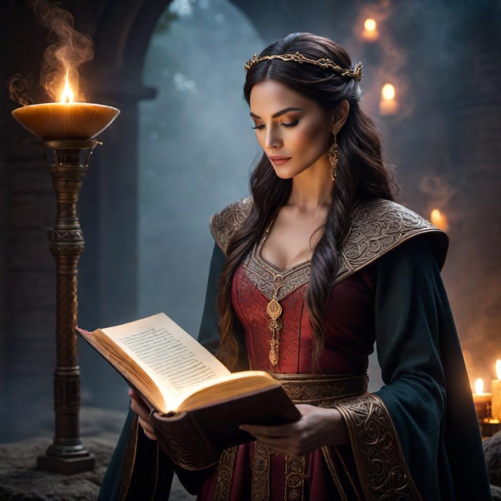  A mystical reading spell being cast, with glowing symbols and enchanting elements, enhancing focus and comprehension while engaging with written texts. hyperrealistic, full body, detailed clothing, highly detailed, cinematic lighting, stunningly beautiful, intricate, sharp focus, f/1. 8, 85mm, (centered image composition), (professionally color graded), ((bright soft diffused light)), volumetric fog, trending on instagram, trending on tumblr, HDR 4K, 8K