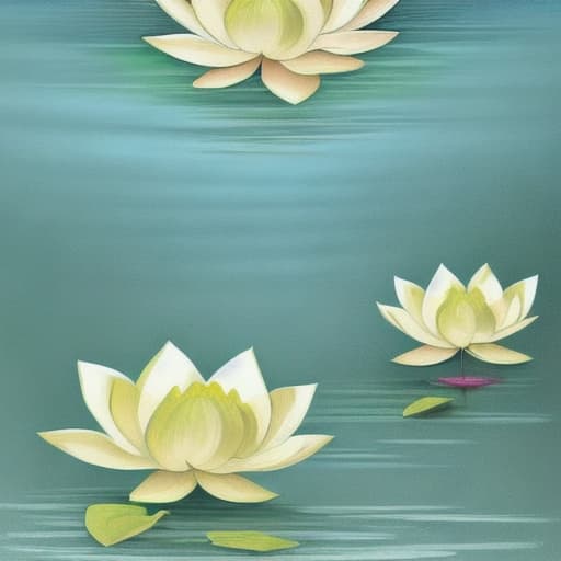  Image of 1 white lotus flower in heaven with serenity tone and holy spirituality mood create overall image in very lovely pastel palette