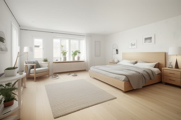  The image portrays a Scandinavian interior theme, characterized by its simplicity, minimalism, and functionality, complemented by natural light and wood tones. Scandinavian style interior with minimalistic decor, wooden floors, light blue walls, modern furniture, and ample natural lighting. Scandinavian, interior, minimalistic decor, wooden floors, light blue walls, modern furniture, natural lighting.