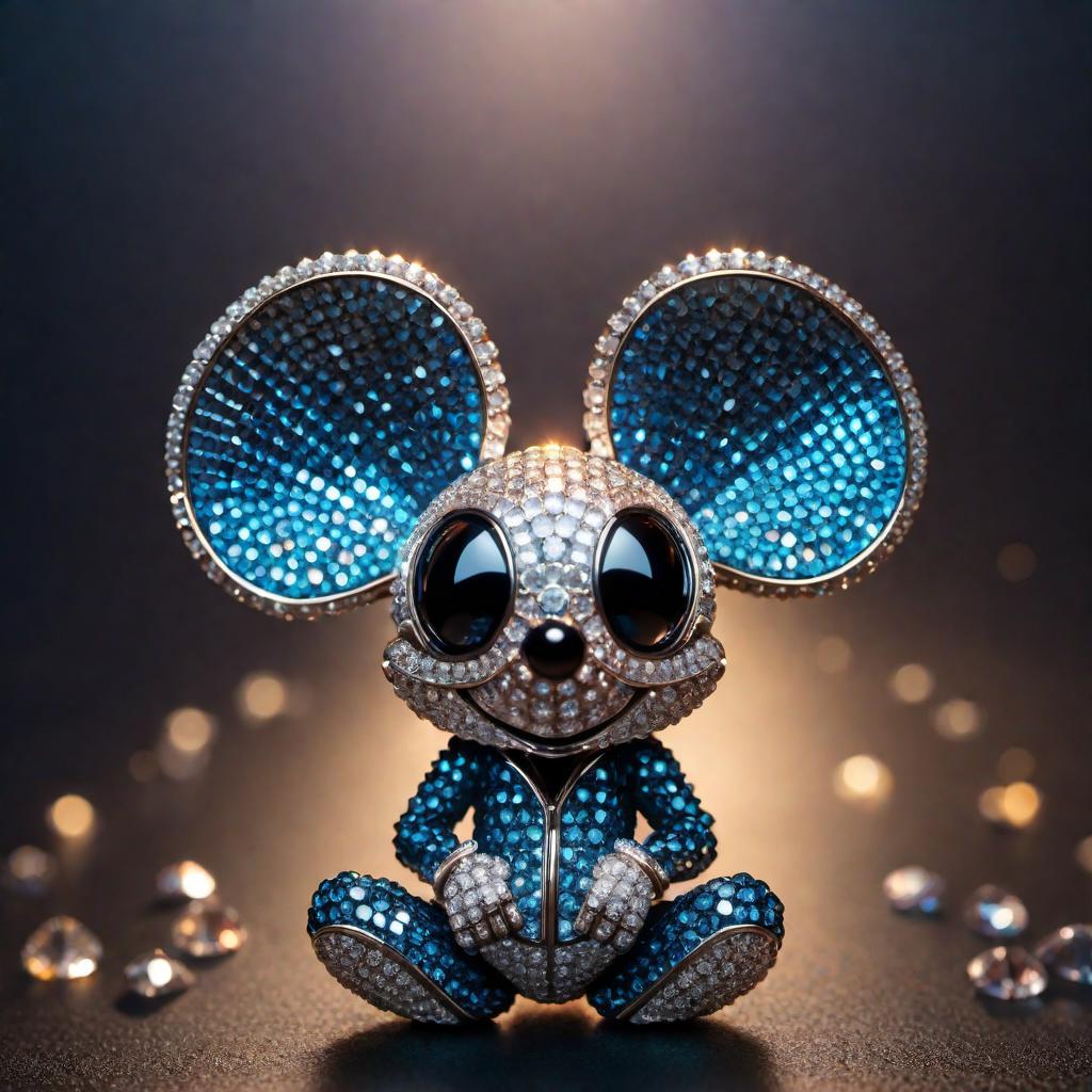  Diamond clustered Deadmau5 pendant hyperrealistic, full body, detailed clothing, highly detailed, cinematic lighting, stunningly beautiful, intricate, sharp focus, f/1. 8, 85mm, (centered image composition), (professionally color graded), ((bright soft diffused light)), volumetric fog, trending on instagram, trending on tumblr, HDR 4K, 8K