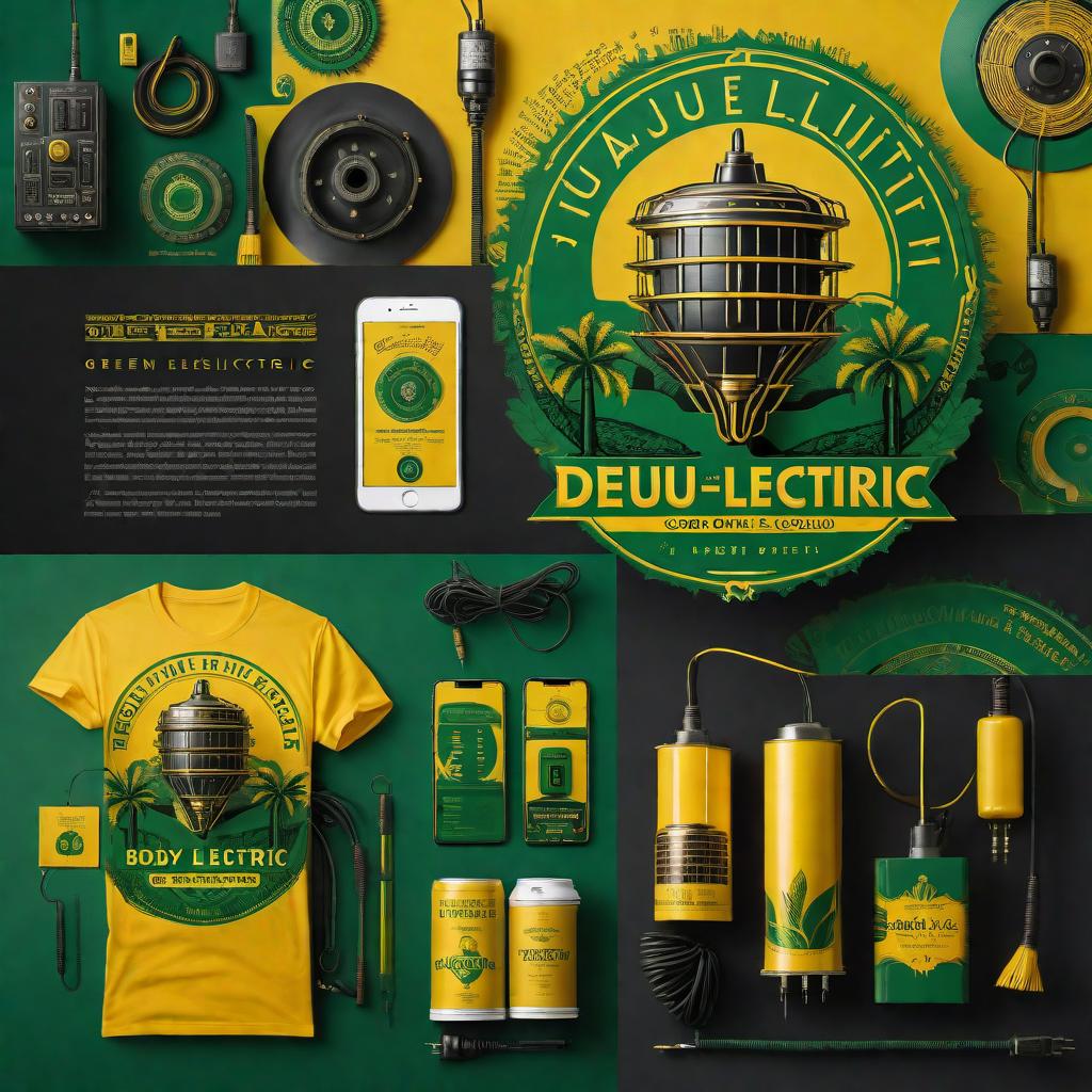  Logo for 'Deuu Electric' (pronounced 'D W Electric'). It’s a company of electricians established in 2023 based in Lake Charles, LA. The company deals with new and old installs, residential and commercial properties, rehab, and recon, with a specialization in perfection. Emphasize the company's knowledge of all things electric. The logo should be in green and yellow colors, portraying love for ethnicity, diversity, jazz, the blues, electricity, and the unique culture of Louisiana. Include elements that represent black-owned business, competitive pricing, and high-quality service. The text: 'Deuu Electric' with 'Est. 2023' should also be included in the logo. hyperrealistic, full body, detailed clothing, highly detailed, cinematic lighting, stunningly beautiful, intricate, sharp focus, f/1. 8, 85mm, (centered image composition), (professionally color graded), ((bright soft diffused light)), volumetric fog, trending on instagram, trending on tumblr, HDR 4K, 8K