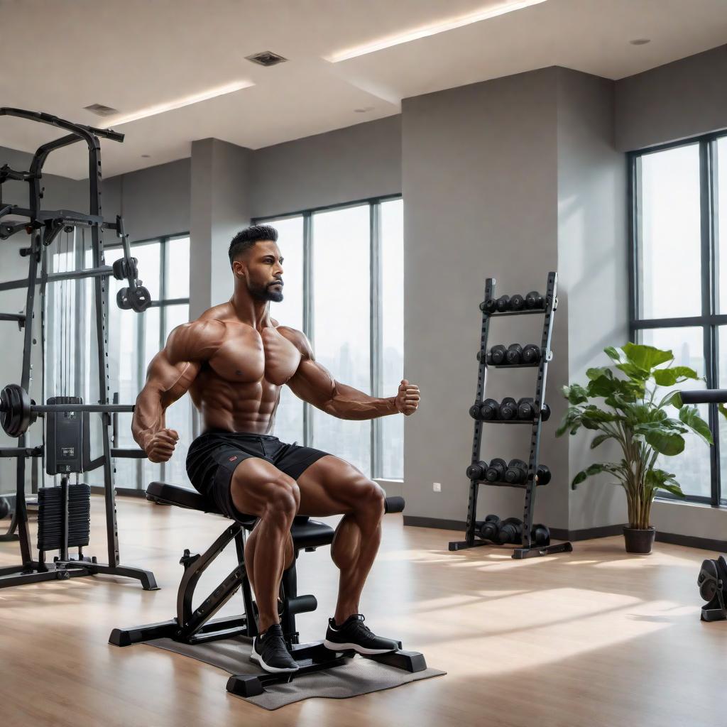  Image of a person doing chair exercises. The person is seated in a sturdy chair and performing exercises like seated leg lifts, arm raises, seated marches, and modified sit-ups. The person should be shown with good form in a comfortable, indoor setting. hyperrealistic, full body, detailed clothing, highly detailed, cinematic lighting, stunningly beautiful, intricate, sharp focus, f/1. 8, 85mm, (centered image composition), (professionally color graded), ((bright soft diffused light)), volumetric fog, trending on instagram, trending on tumblr, HDR 4K, 8K