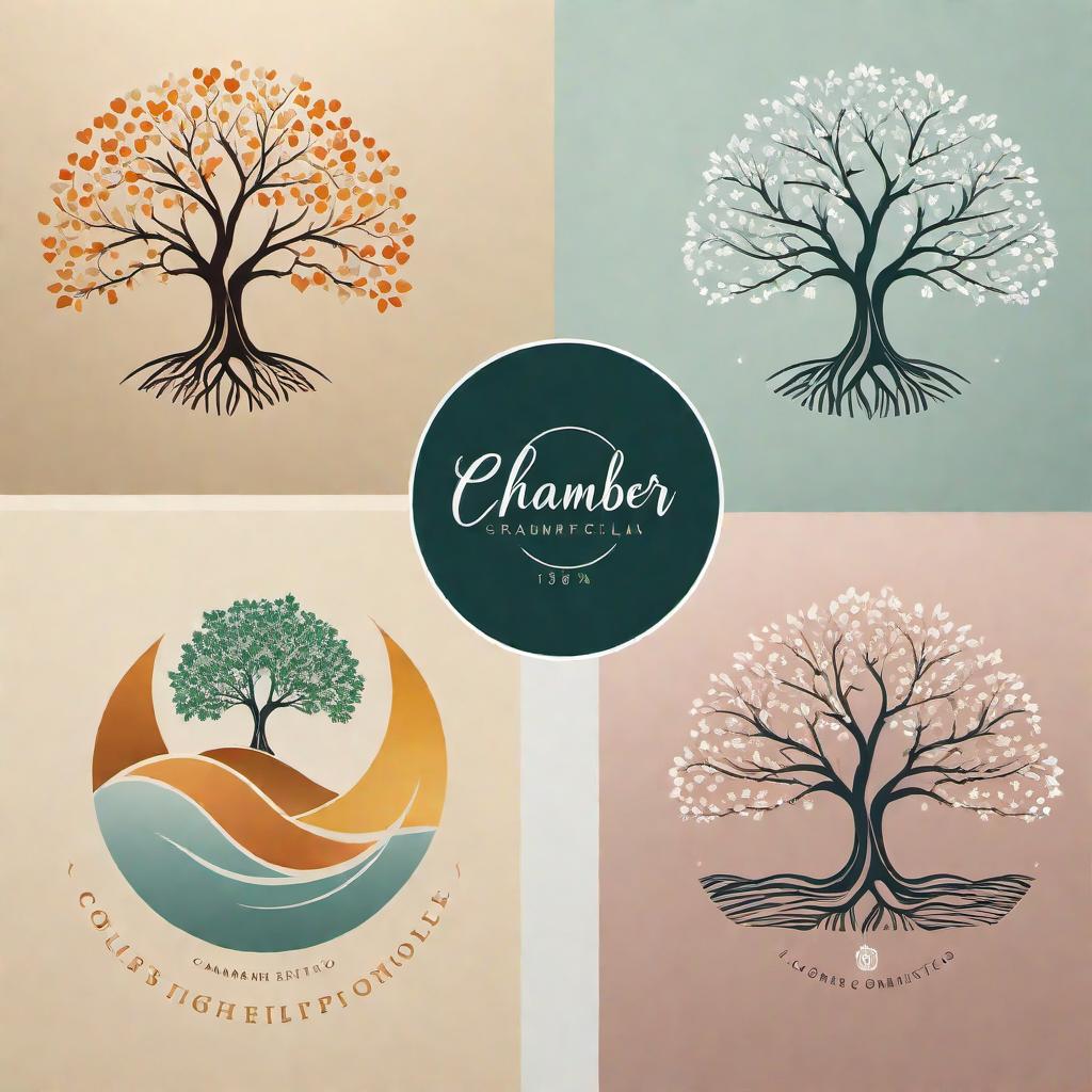  A warm and inviting logo for a family named 'Chamber'. The design should evoke feelings of unity, love, and togetherness. Consider incorporating elements such as a family tree, hearts, or abstract representations of people. The color scheme should include soft, harmonious colors like pastels or earth tones. hyperrealistic, full body, detailed clothing, highly detailed, cinematic lighting, stunningly beautiful, intricate, sharp focus, f/1. 8, 85mm, (centered image composition), (professionally color graded), ((bright soft diffused light)), volumetric fog, trending on instagram, trending on tumblr, HDR 4K, 8K