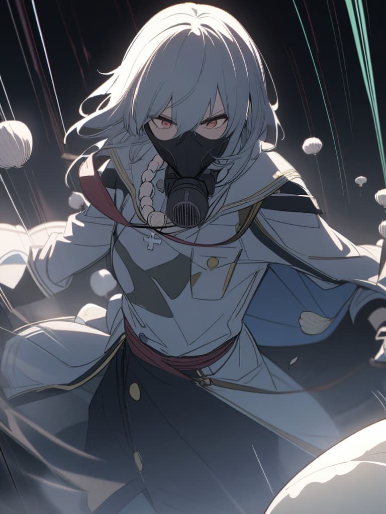  Masterpiece,giant white garlic,boy in gas mask,(((white garlic around neck))),garlic around waist,military uniform,mosquito coil,cross necklace,holding asatru machine gun,fighting,大蒜を投げる,(((effect line))),impatient,frustrated,determined,(((he fights vampires))),high quality,8K, masterpiece, best quality,8k,ultra detailed,high resolution,an extremely delicate and beautiful,hyper detail