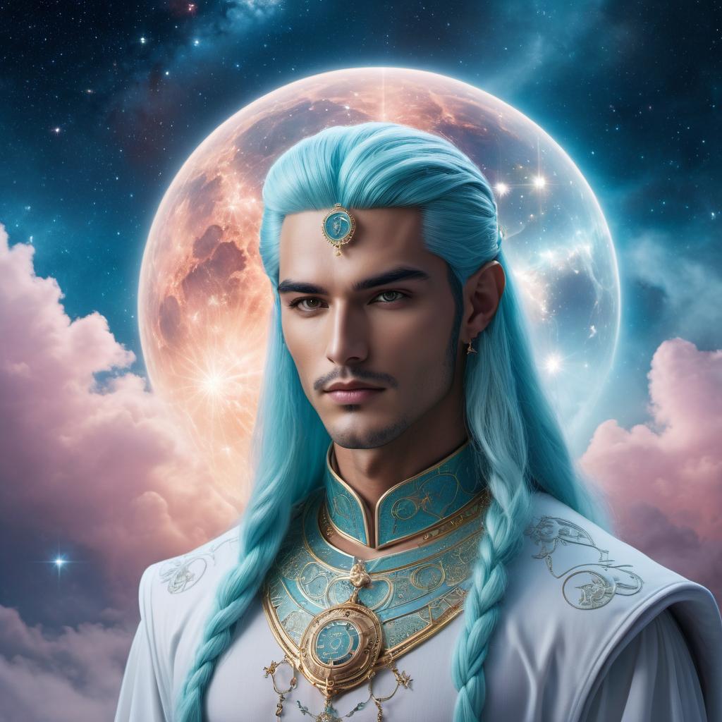  A male Gemini in a fantasy lofi style, featuring the zodiac sign of a man. Incorporate twin symbols associated with Gemini, in a tranquil, whimsical setting with a dreamy night sky overhead, soft pastel hues, and mystical, celestial accents. hyperrealistic, full body, detailed clothing, highly detailed, cinematic lighting, stunningly beautiful, intricate, sharp focus, f/1. 8, 85mm, (centered image composition), (professionally color graded), ((bright soft diffused light)), volumetric fog, trending on instagram, trending on tumblr, HDR 4K, 8K