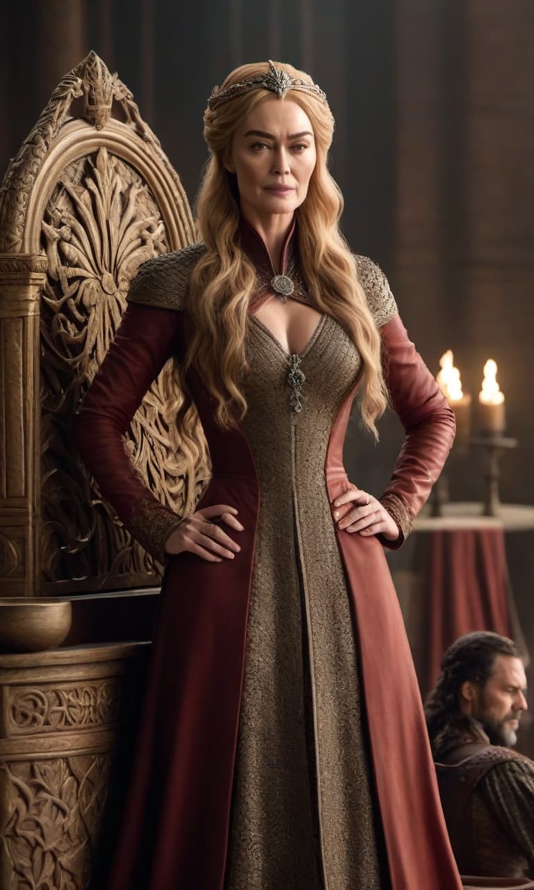  Game of Thrones: Cersei Lannister in Full Height hyperrealistic, full body, detailed clothing, highly detailed, cinematic lighting, stunningly beautiful, intricate, sharp focus, f/1. 8, 85mm, (centered image composition), (professionally color graded), ((bright soft diffused light)), volumetric fog, trending on instagram, trending on tumblr, HDR 4K, 8K