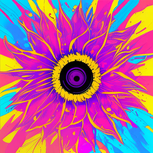 nvinkpunk Sunflower in swirling paint with swirl background