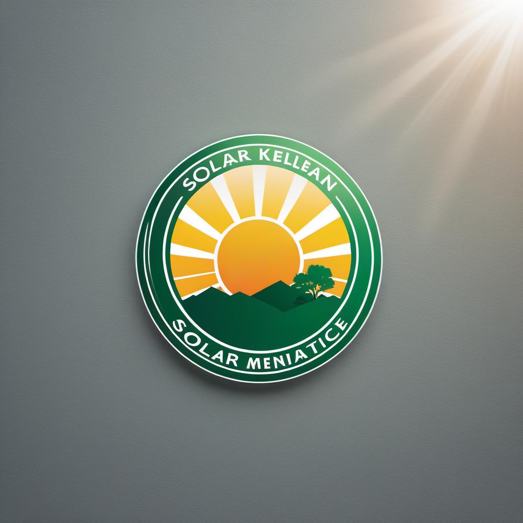  A modern, clean logo for a solar panel maintenance company named 'Solar-Klean', similar in design to the provided image. The logo should incorporate stylized solar panels with shades of green and blue, emphasizing sustainability and eco-friendliness. Minimalistic elements that highlight a tech-savvy and modern look should be included. hyperrealistic, full body, detailed clothing, highly detailed, cinematic lighting, stunningly beautiful, intricate, sharp focus, f/1. 8, 85mm, (centered image composition), (professionally color graded), ((bright soft diffused light)), volumetric fog, trending on instagram, trending on tumblr, HDR 4K, 8K