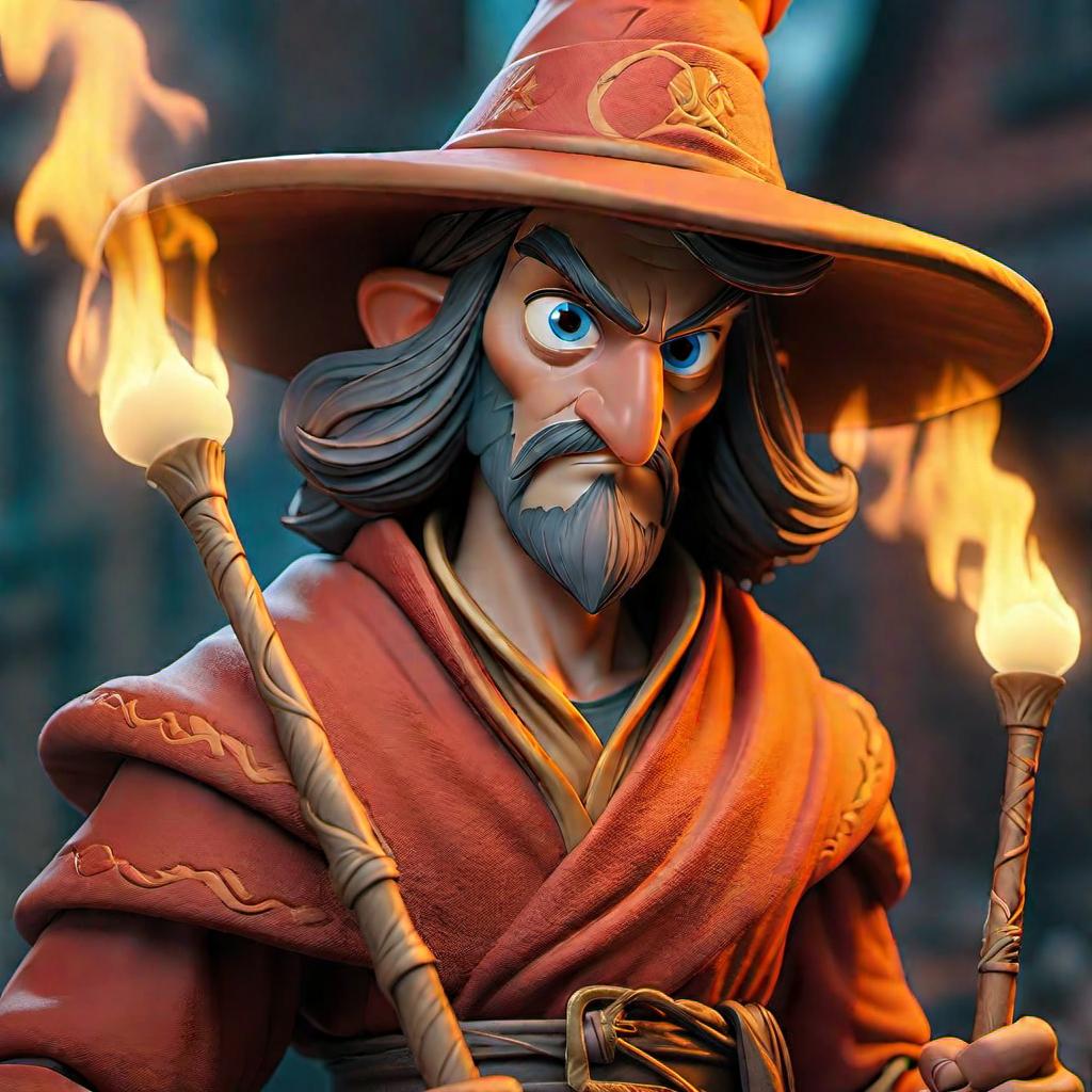  A very cool fire wizard hyperrealistic, full body, detailed clothing, highly detailed, cinematic lighting, stunningly beautiful, intricate, sharp focus, f/1. 8, 85mm, (centered image composition), (professionally color graded), ((bright soft diffused light)), volumetric fog, trending on instagram, trending on tumblr, HDR 4K, 8K