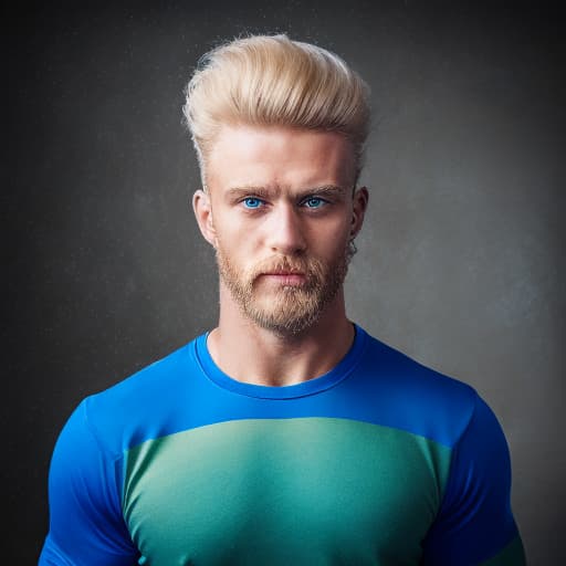 portrait+ style Russian queer fitness model blonde hunk dilf dude face