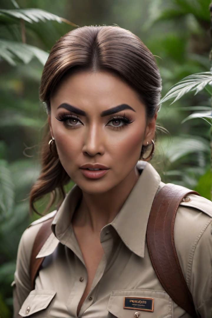  Show a scared and screaming 1930’s era Asian female jungle explorer ,Velma ,wearing khaki shorts and khaki shirt with khaki knee socks,sinking waist high in deep mud hyperrealistic, full body, detailed clothing, highly detailed, cinematic lighting, stunningly beautiful, intricate, sharp focus, f/1. 8, 85mm, (centered image composition), (professionally color graded), ((bright soft diffused light)), volumetric fog, trending on instagram, trending on tumblr, HDR 4K, 8K