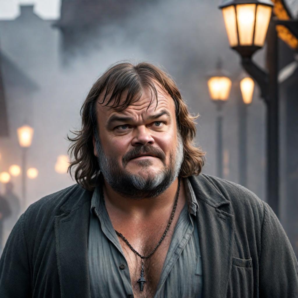  A photo of Jack Black, the actor and entertainer, looking toothless, old, fat, and homeless, and crying. Make it realistic and detailed. hyperrealistic, full body, detailed clothing, highly detailed, cinematic lighting, stunningly beautiful, intricate, sharp focus, f/1. 8, 85mm, (centered image composition), (professionally color graded), ((bright soft diffused light)), volumetric fog, trending on instagram, trending on tumblr, HDR 4K, 8K