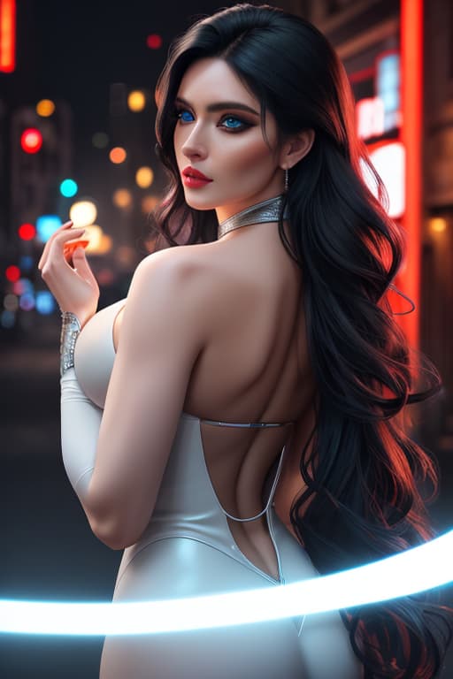  ultra realistic back portrait ((beautiful pale medieval sexiest barbarella with heavy black eyeliner)), stunning body, staring viewer, blue eyes, shaved side long wavy haircut, huge boobs, deep cleavage, hyper detail, cinematic lighting, magic neon, dark red city, Canon EOS R3, nikon, f/1.4, ISO 200, 1/160s, 8K, RAW, unedited, symmetrical balance, in frame, 8K hyperrealistic, full body, detailed clothing, highly detailed, cinematic lighting, stunningly beautiful, intricate, sharp focus, f/1. 8, 85mm, (centered image composition), (professionally color graded), ((bright soft diffused light)), volumetric fog, trending on instagram, trending on tumblr, HDR 4K, 8K