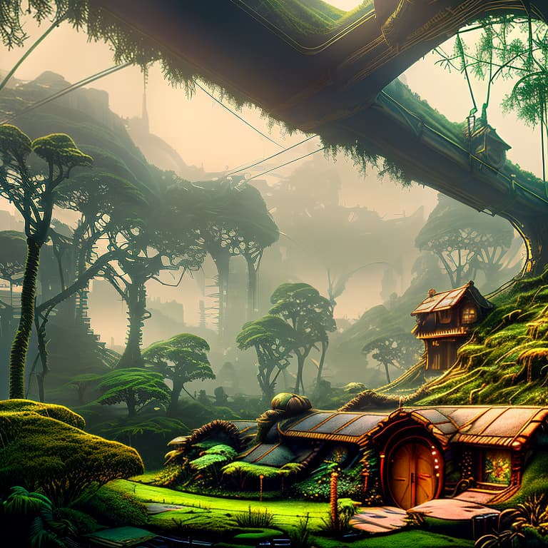 nvinkpunk 8k resolution, (((Mosscore))), ((cozy, inviting)), Decopunk, Fairycore, art-nouveau Mossy (((Hobbit-House Treehouse))) in ((Twin Peaks)) !!! digital illustration, polished, psychadelic, matte painting trending on Artstation, [[[blur], [blurry], [unbalanced] [undeveloped] [high contrast], [soft edges]]] hyperrealistic, full body, detailed clothing, highly detailed, cinematic lighting, stunningly beautiful, intricate, sharp focus, f/1. 8, 85mm, (centered image composition), (professionally color graded), ((bright soft diffused light)), volumetric fog, trending on instagram, trending on tumblr, HDR 4K, 8K