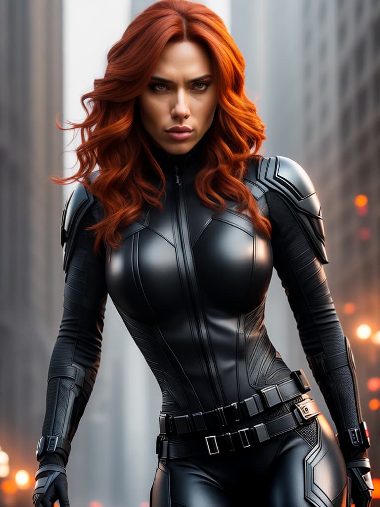  black widow close up hyperrealistic, full body, detailed clothing, highly detailed, cinematic lighting, stunningly beautiful, intricate, sharp focus, f/1. 8, 85mm, (centered image composition), (professionally color graded), ((bright soft diffused light)), volumetric fog, trending on instagram, trending on tumblr, HDR 4K, 8K