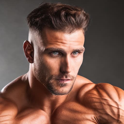 portrait+ style Russian queer fitness model brunette hunk dilf dude face