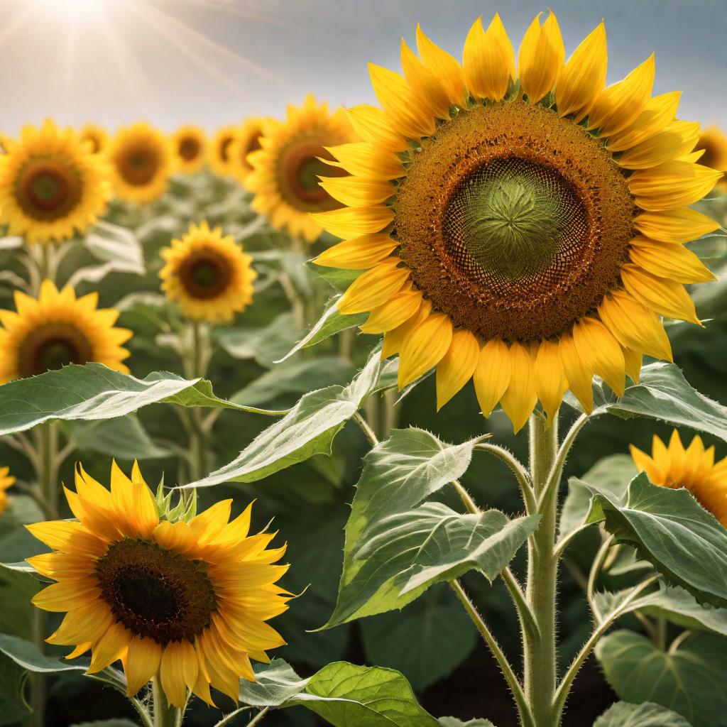  A single sunflower in full bloom with the text 'Berlinda Gomez’s Sunflower' displayed prominently in a stylish font. hyperrealistic, full body, detailed clothing, highly detailed, cinematic lighting, stunningly beautiful, intricate, sharp focus, f/1. 8, 85mm, (centered image composition), (professionally color graded), ((bright soft diffused light)), volumetric fog, trending on instagram, trending on tumblr, HDR 4K, 8K