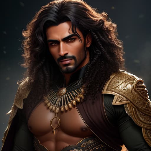  a man with chocolate skin, curly dark hair, Arab appearance, light careless stubble, green eyes, cheerful and brutal, hooked nose hyperrealistic, full body, detailed clothing, highly detailed, cinematic lighting, stunningly beautiful, intricate, sharp focus, f/1. 8, 85mm, (centered image composition), (professionally color graded), ((bright soft diffused light)), volumetric fog, trending on instagram, trending on tumblr, HDR 4K, 8K