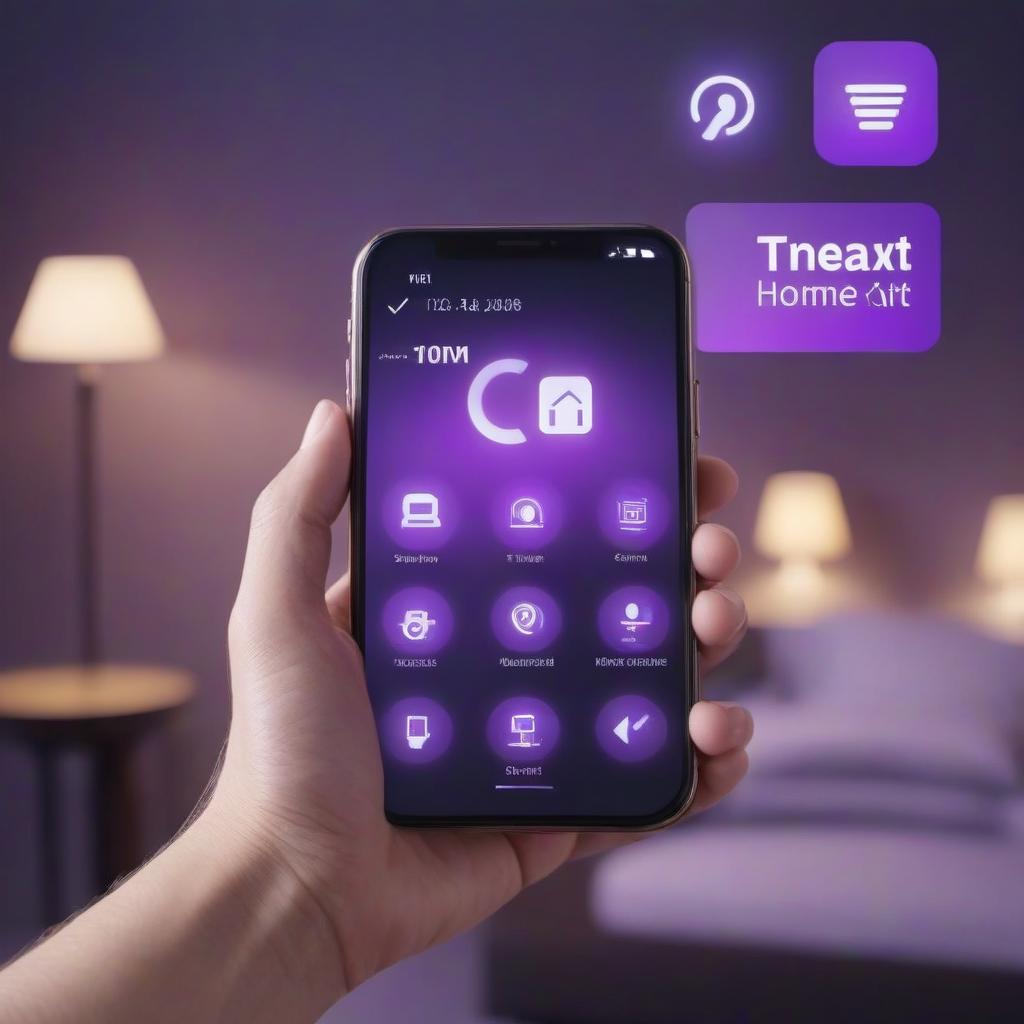  smart home mobile application shortcut in purple icon hyperrealistic, full body, detailed clothing, highly detailed, cinematic lighting, stunningly beautiful, intricate, sharp focus, f/1. 8, 85mm, (centered image composition), (professionally color graded), ((bright soft diffused light)), volumetric fog, trending on instagram, trending on tumblr, HDR 4K, 8K