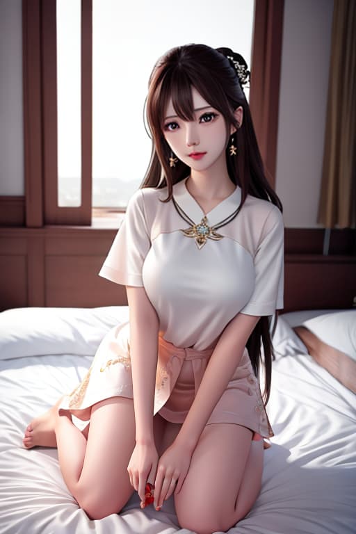  masterpiece, best quality, highres, aarin, long hair, earrings, <lora:shibuya rin v1:0.7>, t shirt, white shirt, on bed hyperrealistic, full body, detailed clothing, highly detailed, cinematic lighting, stunningly beautiful, intricate, sharp focus, f/1. 8, 85mm, (centered image composition), (professionally color graded), ((bright soft diffused light)), volumetric fog, trending on instagram, trending on tumblr, HDR 4K, 8K