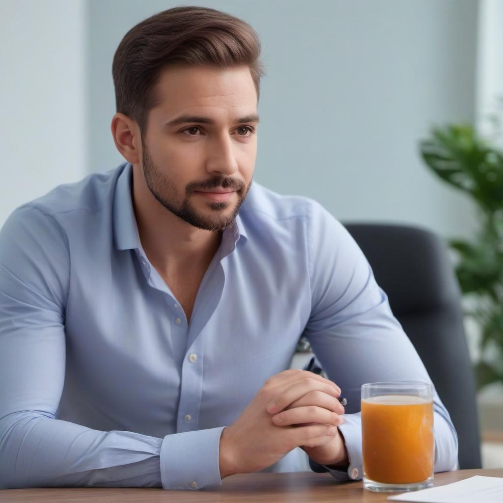  Psychologist's office, consultation of a man at the table, 4k