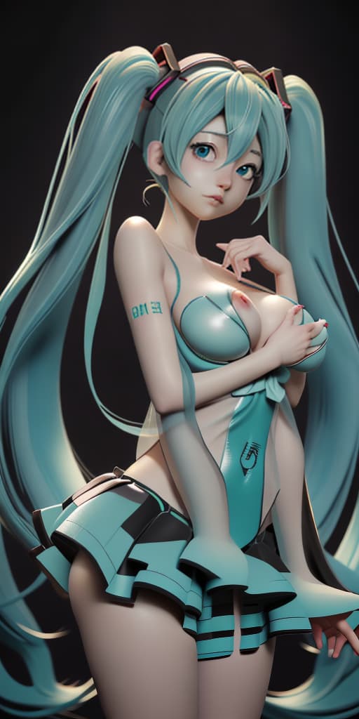  hatsune miku, huge tetas, desnuda