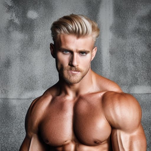 portrait+ style Russian queer fitness model blonde hunk dilf dude face