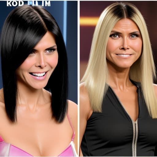  Black haired Verona Pooth fights with Blonde haired Heidi Klum