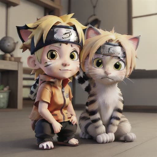  naruto with kitten