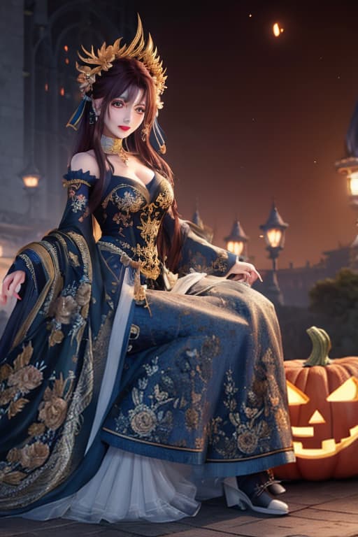  Please draw a pumpkin castle that feels like Halloween, with strange flowers and leaves. hyperrealistic, full body, detailed clothing, highly detailed, cinematic lighting, stunningly beautiful, intricate, sharp focus, f/1. 8, 85mm, (centered image composition), (professionally color graded), ((bright soft diffused light)), volumetric fog, trending on instagram, trending on tumblr, HDR 4K, 8K