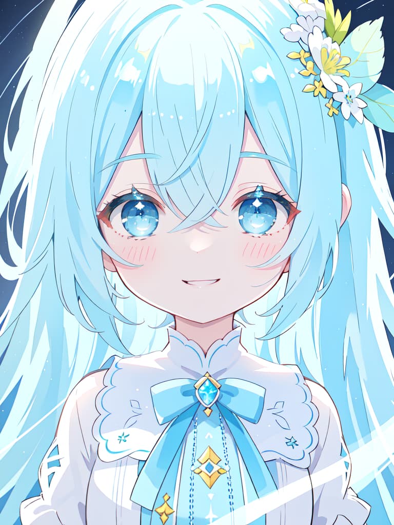  A young with smiling light blue hairA young g, masterpiece, best quality,8k,ultra detailed,high resolution,an extremely delicate and beautiful,hyper detail