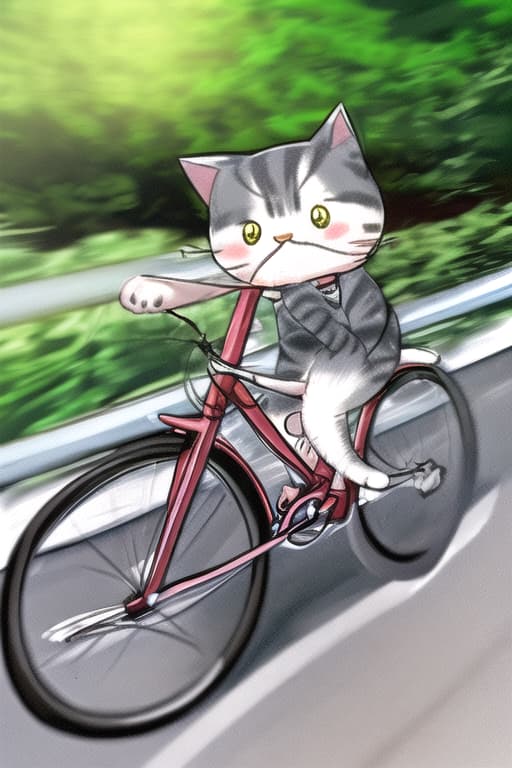  Cute cat riding a bike