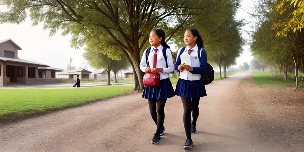  two female students going to school